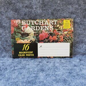 Vintage 1950s Butchart Gardens Victoria BC Canada 16 Color Photo Postcard Folder